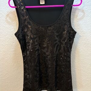 Carmen Marc Valvo Black Sequin Tank Top